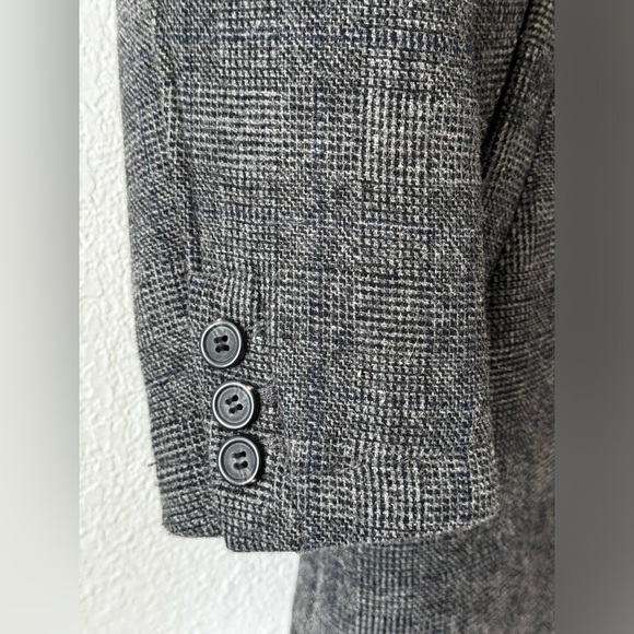 Top Man Plaid Gray Overcoat Wool Blend Slim Fit Size M - Picture 7 of 9